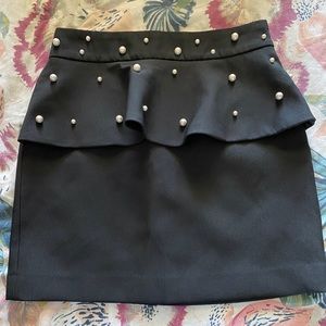 Pearl Embellished Black Skirt